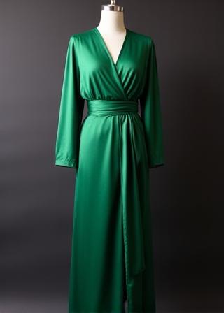 Emerald silk wrap dress