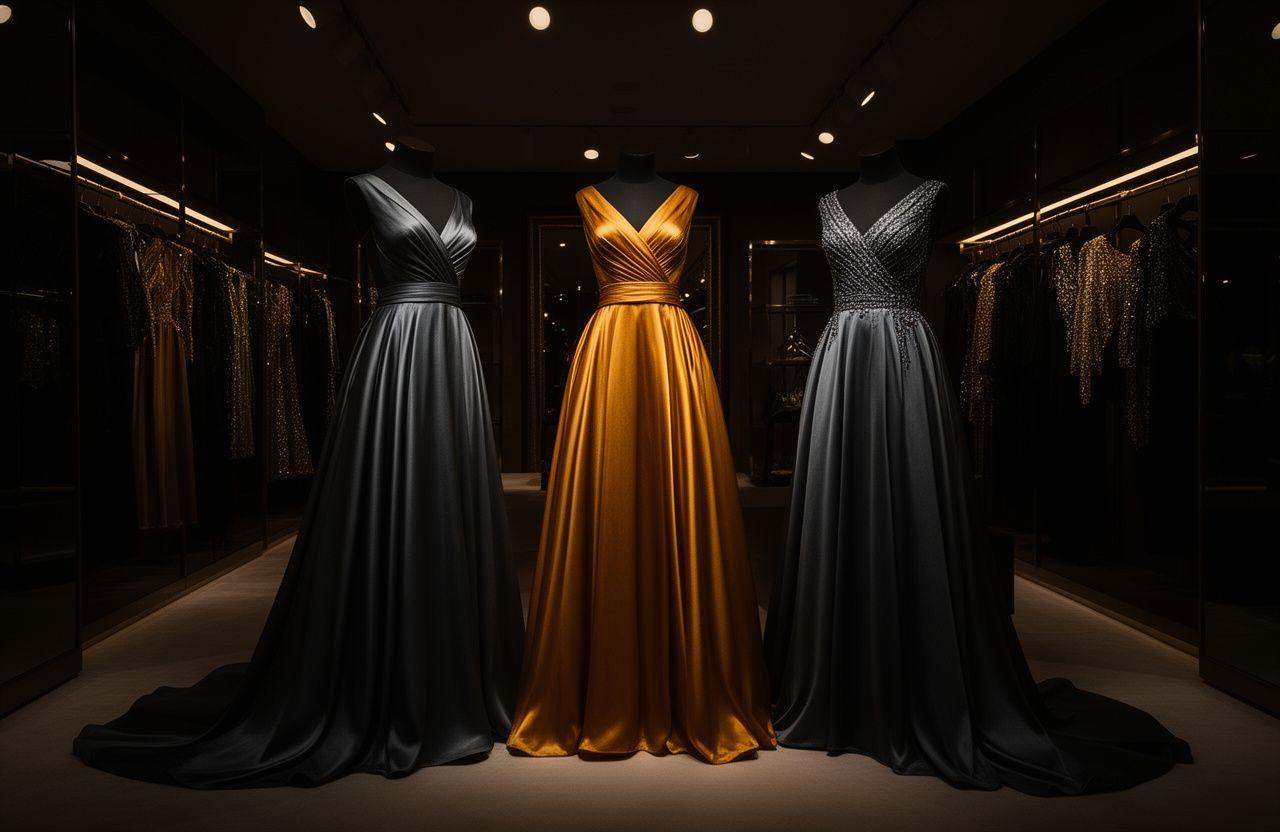 Stunning collection of hand-stitched silk evening gowns
